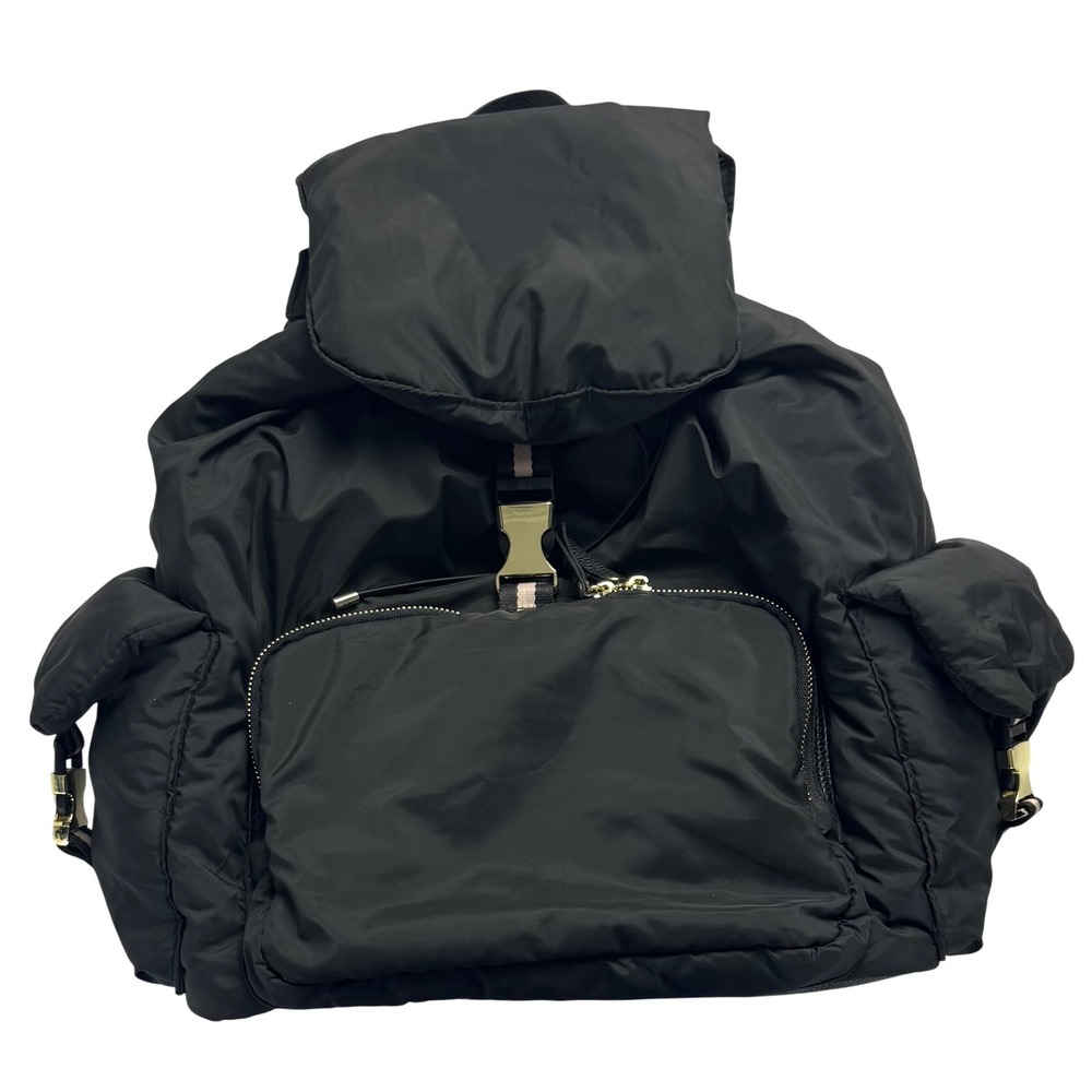 Tommy Bahama Black Nylon Puffer Backpack Gold Buckle Quilted Travel Bag